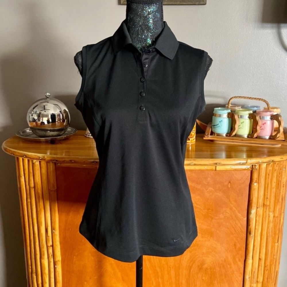 Nike Golf Dri-Fit Black Sleeveless Polo Shirt